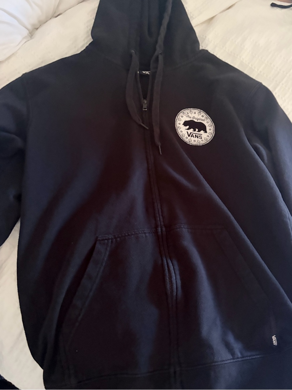 Vans Black Full-Zip Hoodie with Circular Patch